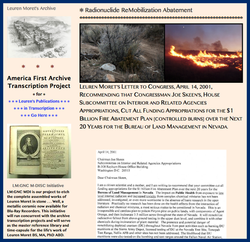 20010414 Radionuclide ReMobilization Abatement, Letter to Congress by Leuran Moret